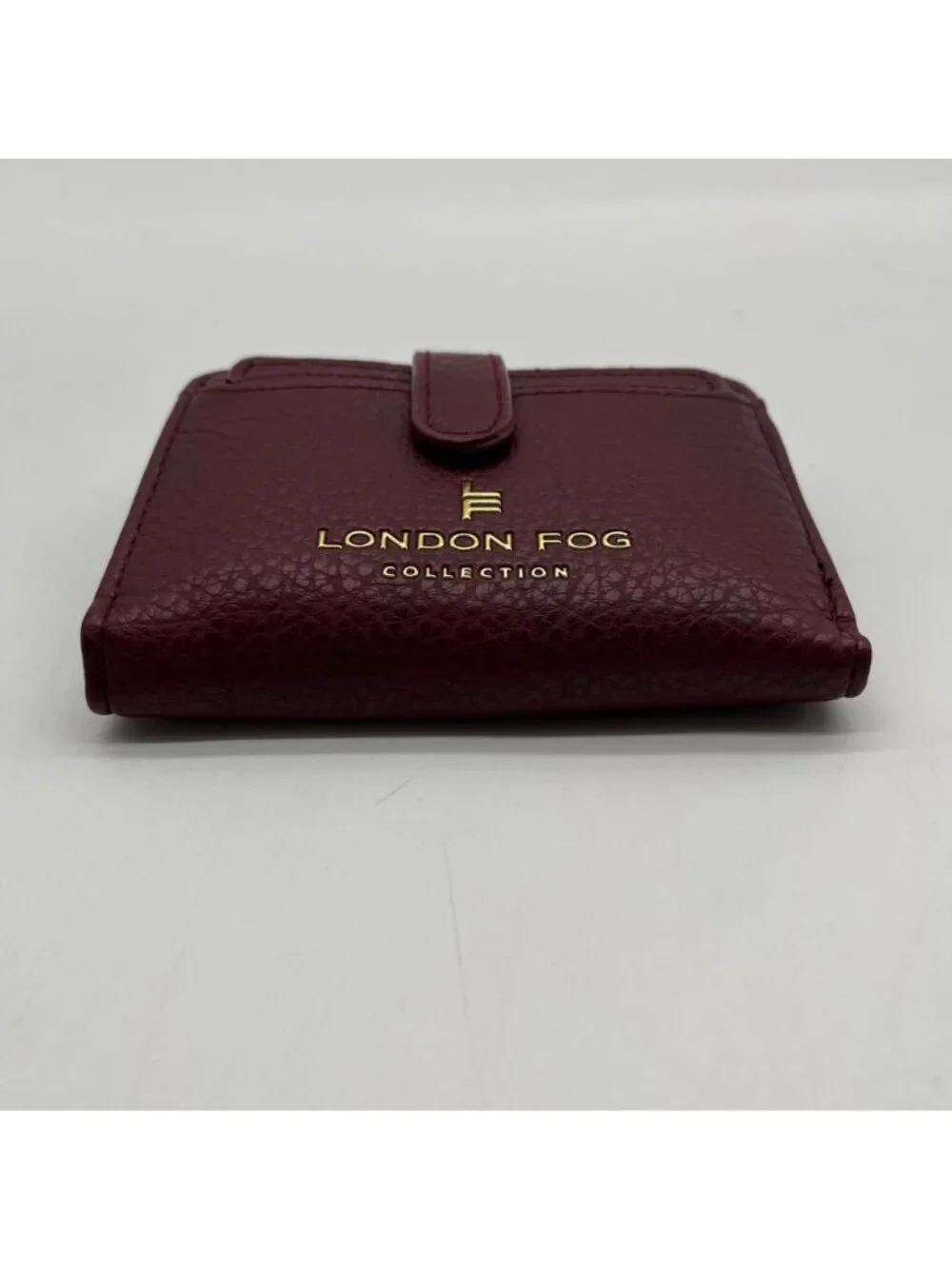 London Fog Burgundy Pebbled Faux Leather Wallet